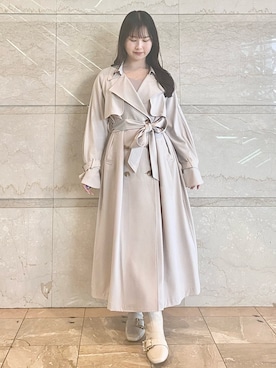 「アイテム（トレンチコート、ピンク系）」を使った、NANAさん（レディース・155cm）の春コーディネート