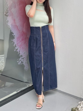 「MERCURYDUO（マーキュリーデュオ）のアイテム（ニット/セーター）」を使った、NANAさん（レディース・155cm）の夏コーディネート