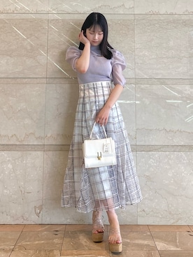 「MERCURYDUO（マーキュリーデュオ）のアイテム（シューズ）」を使った、NANAさん（レディース・155cm）の夏コーディネート