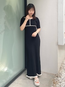 バイカラーバックレースアップニットワンピース｜マーキュリーデュオ