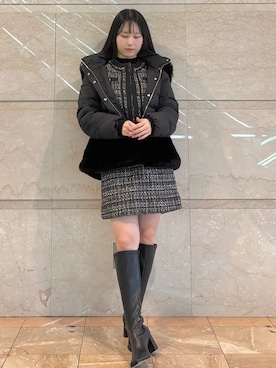 「MERCURYDUO（マーキュリーデュオ）のアイテム（その他アウター）」を使った、NANAさん（レディース・155cm）の冬コーディネート