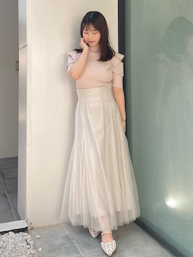 「MERCURYDUO（マーキュリーデュオ）のアイテム（シューズ）」を使った、NANAさん（レディース・155cm）の夏コーディネート
