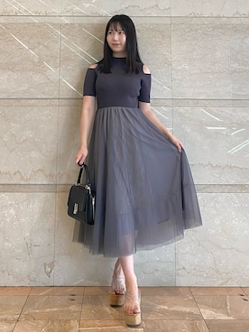 「MERCURYDUO（マーキュリーデュオ）のアイテム（シューズ）」を使った、NANAさん（レディース・155cm）の夏コーディネート