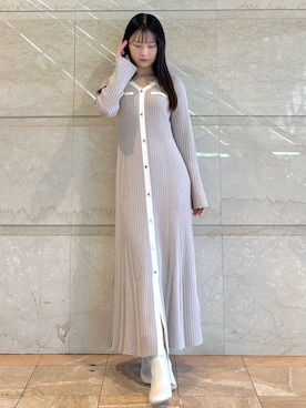 「アイテム（ワンピース、ピンク系）」を使った、nanaさん（レディース・155cm）の冬コーディネート