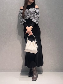 マーキュリーデュオ ツイードニットカーデドッキングマーメイドニットワンピース MERCURYDUO（マーキュリーデュオ） ワンピース ツイードニットカーデ