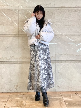「MERCURYDUO（マーキュリーデュオ）のアイテム（ダウンジャケット/コート）」を使った、NANAさん（レディース・155cm）の冬コーディネート