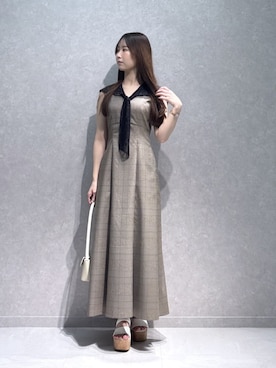 「MERCURYDUO（マーキュリーデュオ）のクリアベルトウェッジサンダル（サンダル、ホワイト系）」を使った、NANAさん（レディース・155cm）の夏コーディネート