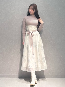 「アイテム（ワンピース/ドレス、ベージュ系）」を使った、NANAさん（レディース・155cm）の秋コーディネート