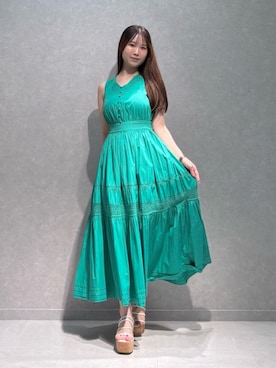 「MERCURYDUO（マーキュリーデュオ）のクリアベルトウェッジサンダル（サンダル、その他）」を使った、NANAさん（レディース・155cm）の夏コーディネート