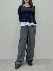 MERCURYDUO マーキュリーデュオ 異素材ドッキングペプラムニット MERCURYDUO（マーキュリーデュオ） ニット セーター 異素材ドッキング