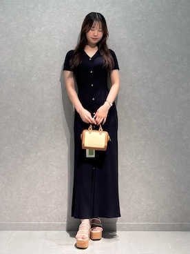 「MERCURYDUO（マーキュリーデュオ）のクリアベルトウェッジサンダル（サンダル、その他）」を使った、NANAさん（レディース・155cm）の春コーディネート