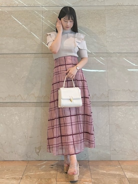 「MERCURYDUO（マーキュリーデュオ）のアイテム（シューズ）」を使った、NANAさん（レディース・155cm）の夏コーディネート