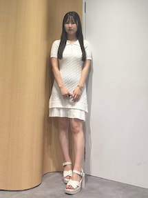 新品未使用タグ付き　マーキュリーデュオ　異素材プリーツドッキングミニワンピース 異素材プリーツドッキングポロニットミニワンピース[品番