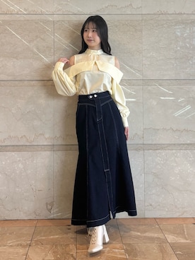 「MERCURYDUO（マーキュリーデュオ）のアイテム（ブーツ）」を使った、NANAさん（レディース・155cm）の春コーディネート