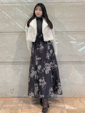 「MERCURYDUO（マーキュリーデュオ）のアイテム（その他アウター）」を使った、NANAさん（レディース・155cm）の冬コーディネート