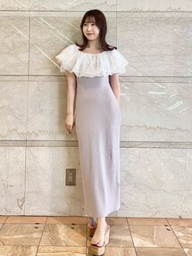 【新品タグ付き】2WAYバルーンカラーナローニットワンピース　M 2WAYバルーンカラーナローニットワンピース｜マーキュリーデュオ