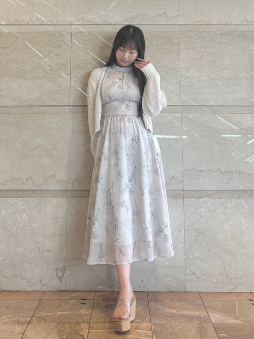 【追加生産】花柄バックレースアップワンピース