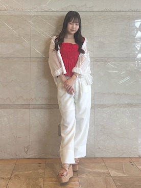 「MERCURYDUO（マーキュリーデュオ）のアイテム（パンツ）」を使った、NANAさん（レディース・155cm）の夏コーディネート