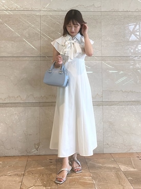「MERCURYDUO（マーキュリーデュオ）のアイテム（ボストンバッグ）」を使った、NANAさん（レディース・155cm）の夏コーディネート