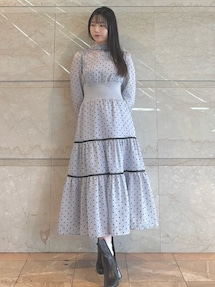 前後2WAYリボンドットティアードワンピース｜マーキュリーデュオ