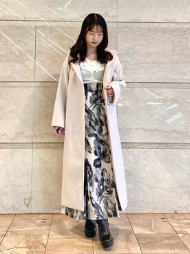 「MERCURYDUO（マーキュリーデュオ）のアイテム（チェスターコート）」を使った、NANAさん（レディース・155cm）の秋コーディネート