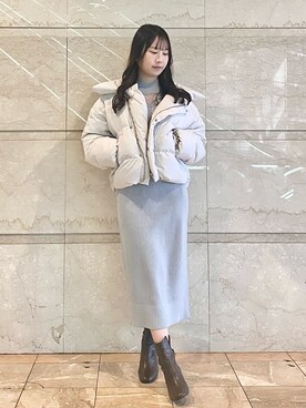 「MERCURYDUO（マーキュリーデュオ）のアイテム（ダウンジャケット/コート）」を使った、NANAさん（レディース・155cm）の冬コーディネート