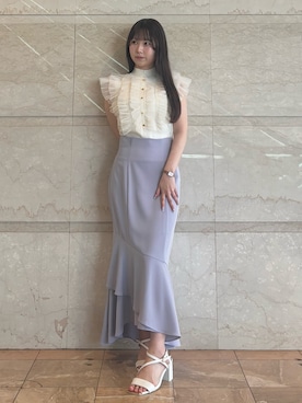 「アイテム（スカート、パープル系）」を使った、NANAさん（レディース・155cm）の夏コーディネート