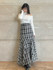 マーキュリーデュオ　シアーチェックスカート MERCURYDUO スカート シアーチェックマーメイドレースアップ