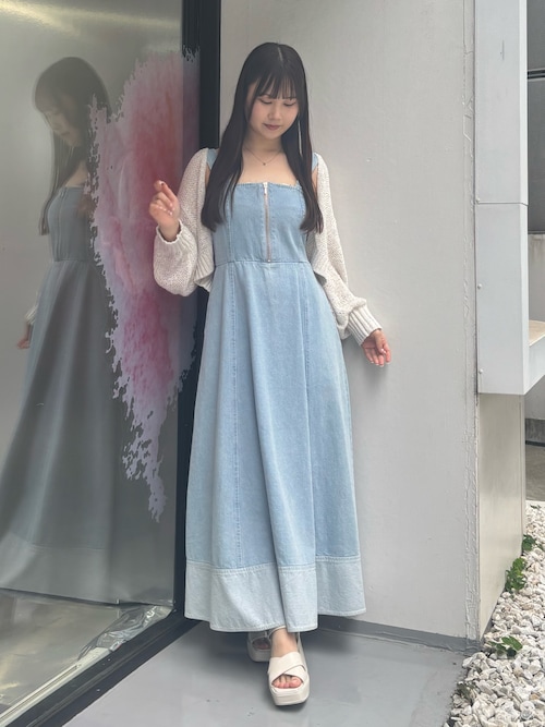 セール】ヘムデザインデニムキャミワンピース（ワンピース