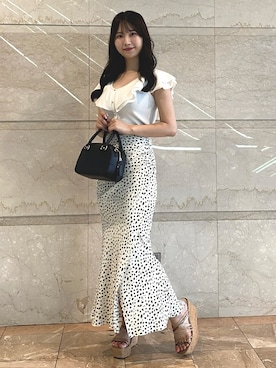 「MERCURYDUO（マーキュリーデュオ）のアイテム（ボストンバッグ）」を使った、NANAさん（レディース・155cm）の夏コーディネート