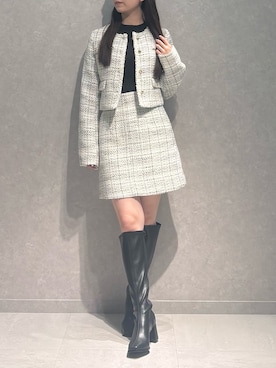 「アイテム（ノーカラージャケット）」を使った、NANAさん（レディース・155cm）の秋コーディネート