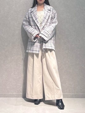 「アイテム（その他アウター、パープル系）」を使った、NANAさん（レディース・155cm）の冬コーディネート