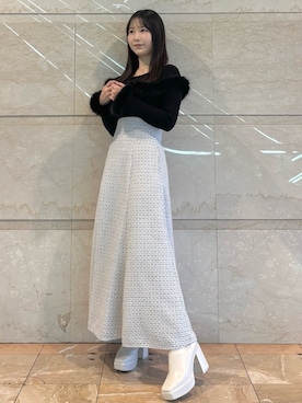 「MERCURYDUO（マーキュリーデュオ）のアイテム（その他シューズ）」を使った、NANAさん（レディース・155cm）の冬コーディネート