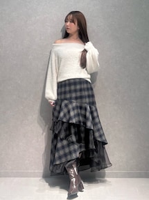 追加生産】異素材使いティアードスカート｜マーキュリーデュオ