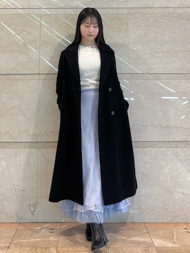 「MERCURYDUO（マーキュリーデュオ）のアイテム（チェスターコート）」を使った、NANAさん（レディース・155cm）の冬コーディネート