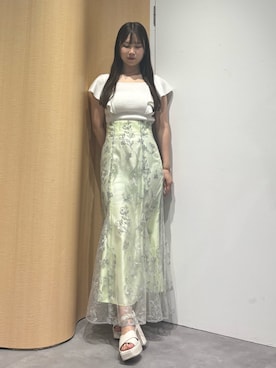 「MERCURYDUO（マーキュリーデュオ）のアイテム（ニット/セーター）」を使った、NANAさん（レディース・155cm）の夏コーディネート
