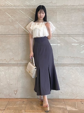 「MERCURYDUO（マーキュリーデュオ）のアイテム（シューズ）」を使った、NANAさん（レディース・155cm）の夏コーディネート