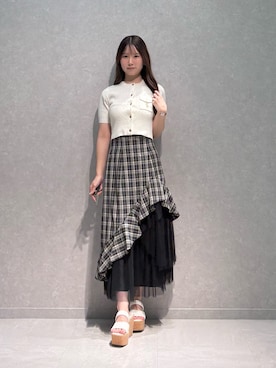「MERCURYDUO（マーキュリーデュオ）のアイテム（カーディガン/ボレロ）」を使った、NANAさん（レディース・155cm）の夏コーディネート
