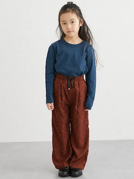 「花柄パンツ」｜nissen Kids Modelsさん（キッズ・120cm）の冬コーディネート
