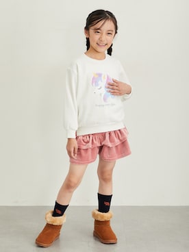 「アイテム（スカート）」を使った、nissen Kids Modelsさん（キッズ・124cm）の冬コーディネート