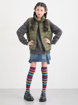 「アイテム（スカート）」を使った、nissen Kids Modelsさん（キッズ・145cm）の冬コーディネート