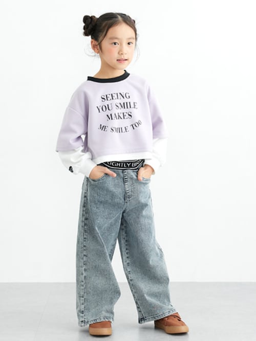 【新品未使用】CANDEL ビューティートレーナー セール】ショート丈フェイクレイヤードトレーナー（女の子