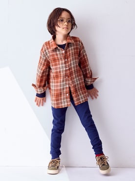 「アイテム（Tシャツ/カットソー、ブラック系）」を使った、nissen Kids Modelsさん（キッズ・120cm）の秋コーディネート