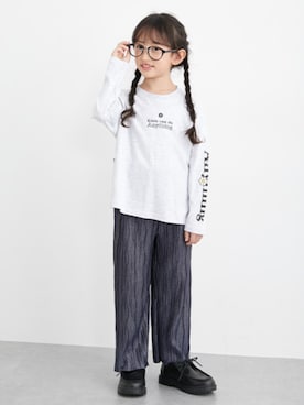 「袖プリント」｜nissen Kids Modelsさん（キッズ・120cm）の秋コーディネート