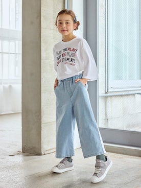 新品　未使用　ブラックデニムパンツ　レース　横線ライン　カジュアルパンツ レースラインデニムパンツ（女の子） 通販【ニッセン】