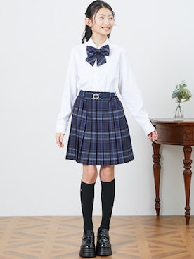 「紺」｜nissen Kids Modelsさん（キッズ・147cm）の冬コーディネート