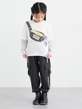 「アイテム（カーゴパンツ）」を使った、nissen Kids Modelsさん（キッズ・120cm）の秋コーディネート