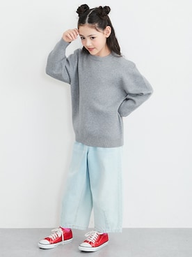 「アイテム（ニット/セーター）」を使った、nissen Kids Modelsさん（キッズ・124cm）の秋コーディネート