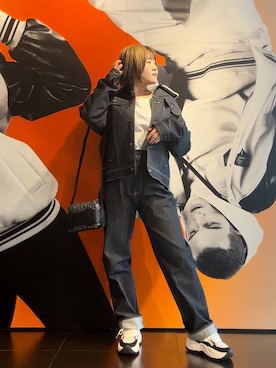 「ボア」｜「アイテム（デニムジャケット）」を使った、moᴥmoさん（レディース・157cm）の秋コーディネート