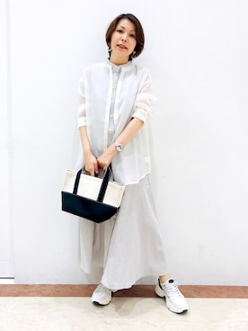 「シア―ブラウス」｜「アイテム（ワンピース/ドレス）」を使った、michino1122さん（レディース・162cm）の夏コーディネート